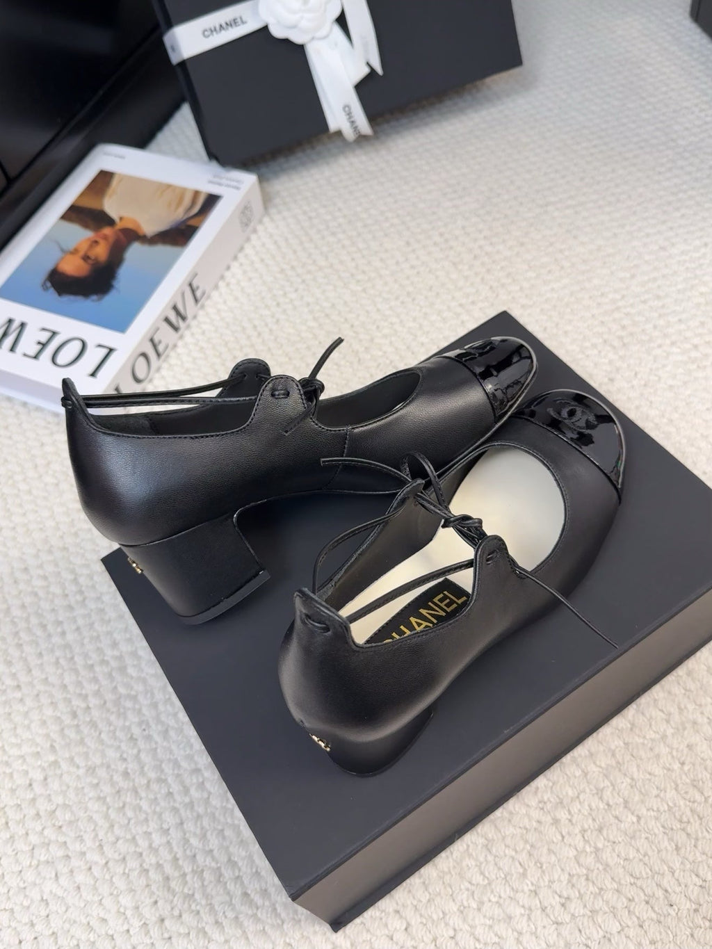 CHANEL MARY JANE PUMPS 55 MM IN BLACK LAMBSKIN