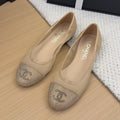 CHANEL BALLET FLAT IN CAMEL BEIGE FABRIC AND MESH WITH CRYSTALS