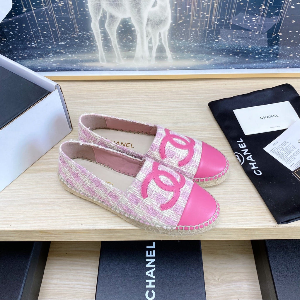 CHANEL ESPADRILLES PLATFORM IN PINK TWEED