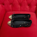 CHANEL ballet flat black gold tweed metal calfskin