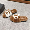 CHANEL SLIPPERS IN CIDER BROWN MIX WHITE FLEECE
