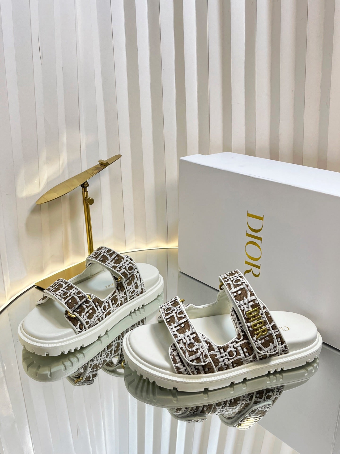 DIOR ACT SLIDES 25MM IN BROWN TWEED