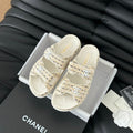 CHANEL Mule Sandals Sheepskin  Beige Cream