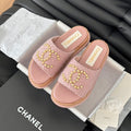 CHANEL Slippers Platform Lambskin Turkish Rose