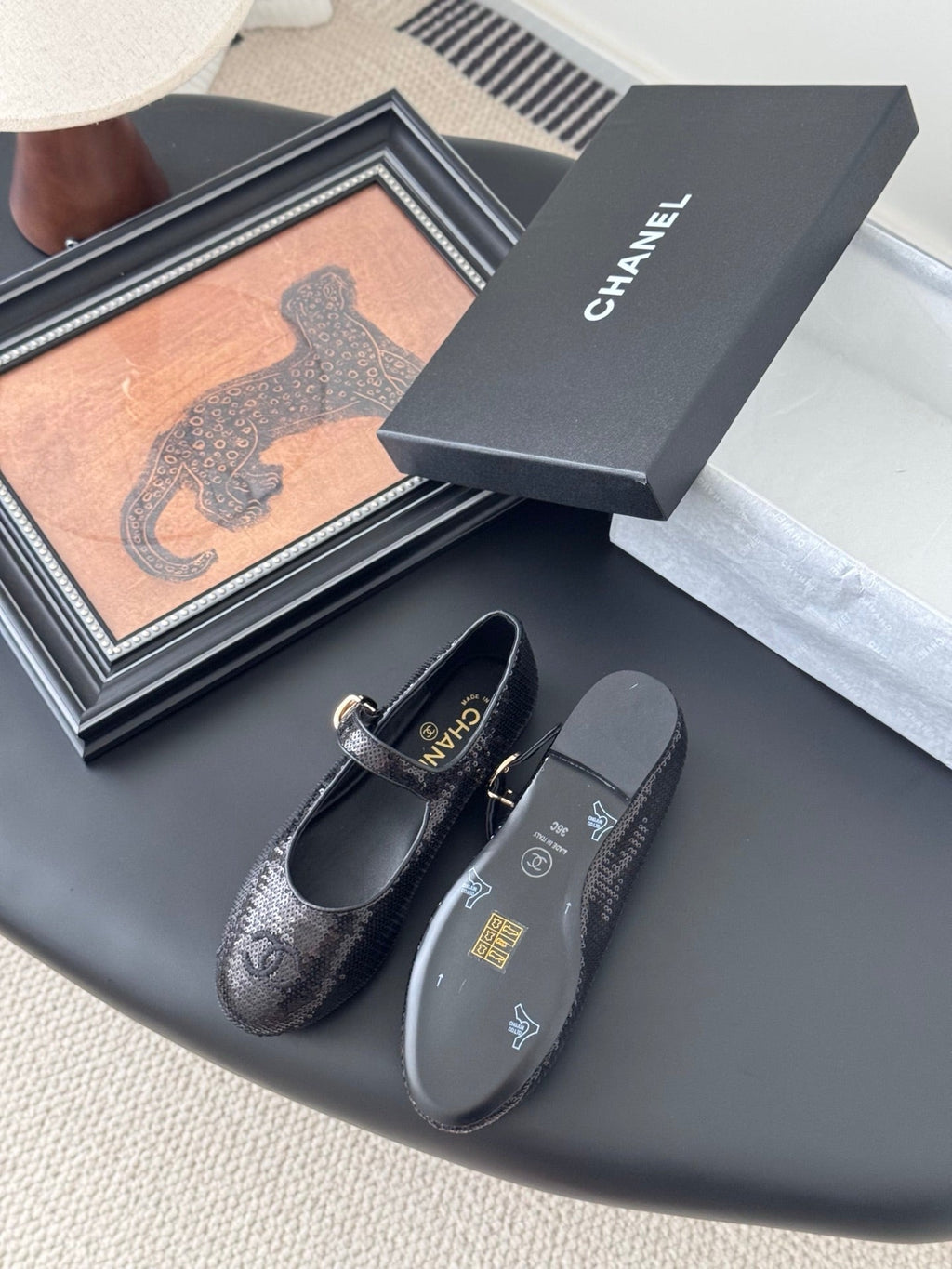CHANEL BALLET IN BLACK SEQUINS