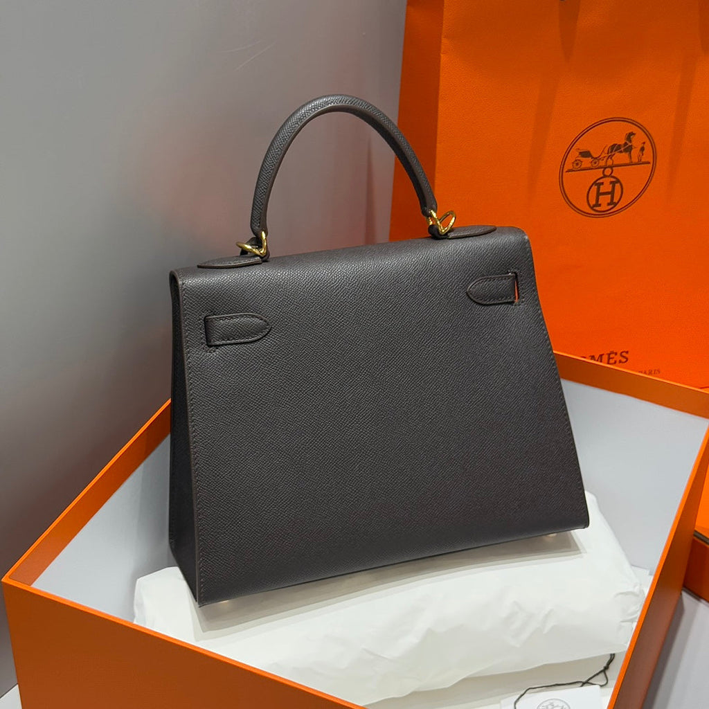 HERMES KELLY 28CM IN EBENE EPSOM CALFSKIN GOLD HARDWARE