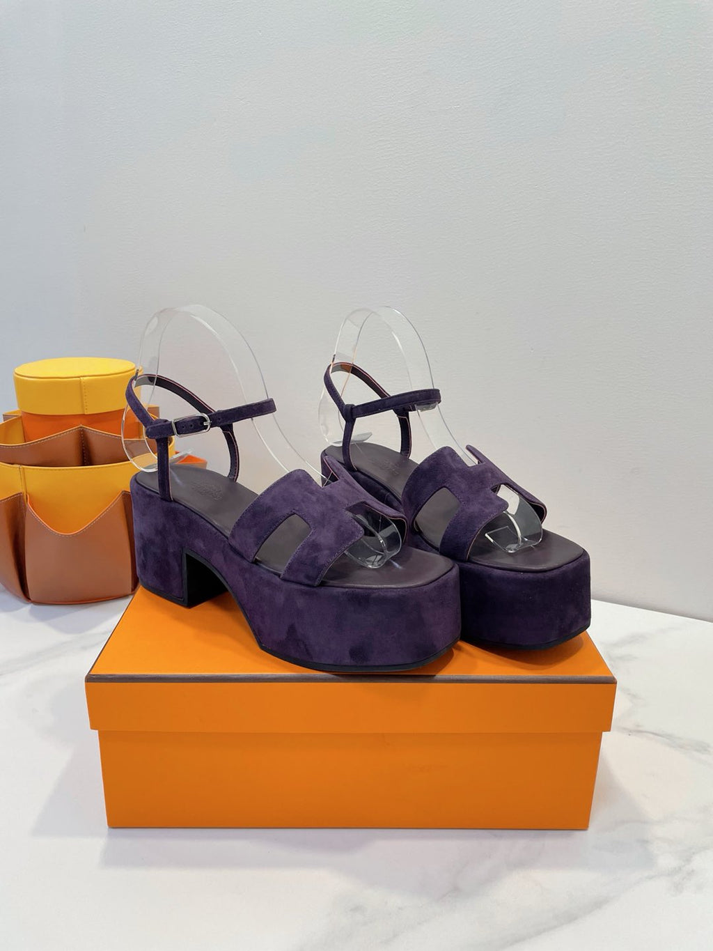 HERMES JAM 30 SANDAL IN VIOLET SUEDE