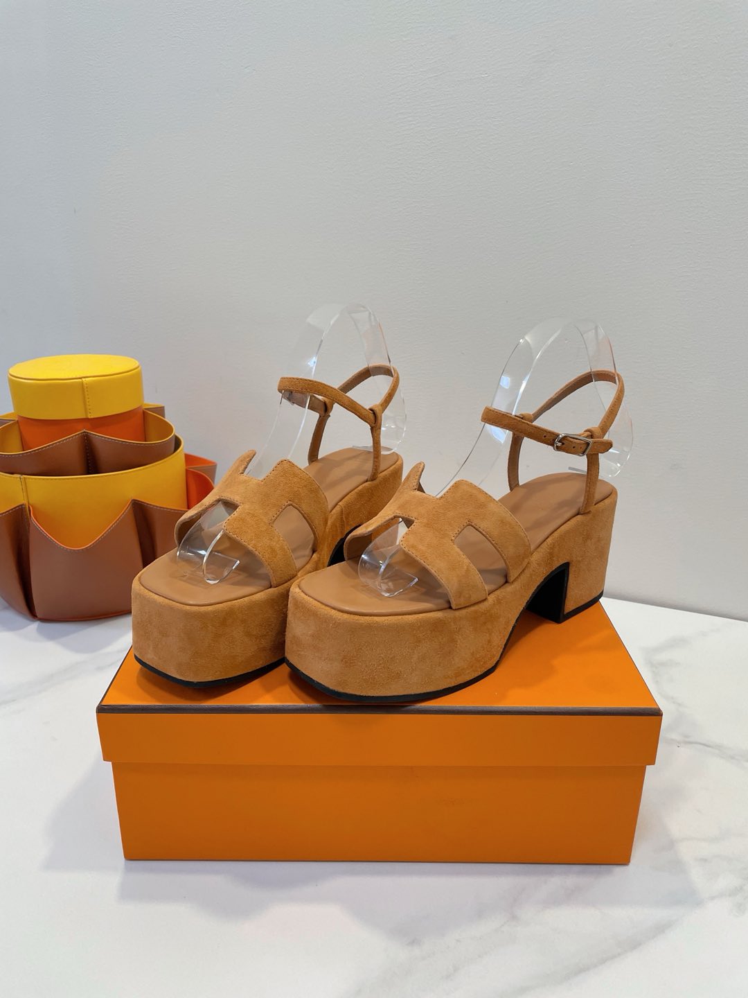 HERMES JAM 30 SANDAL IN CINNAMON BROWN SUEDE