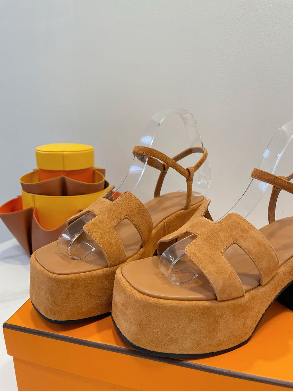 HERMES JAM 30 SANDAL IN CINNAMON BROWN SUEDE