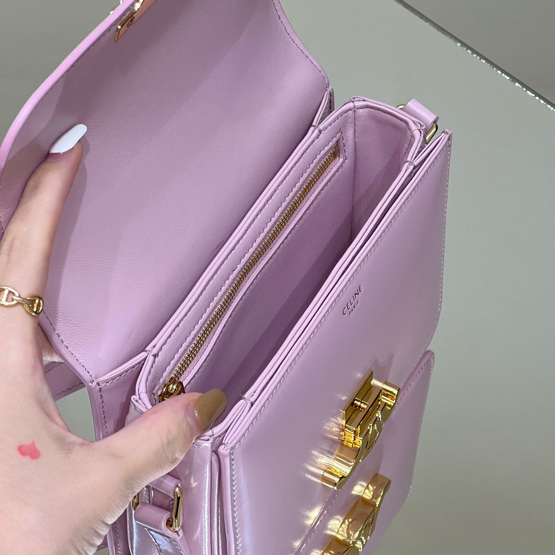 CELINE MINI CLAUDE 22 SHINY CALFSKIN LIGHT PINK