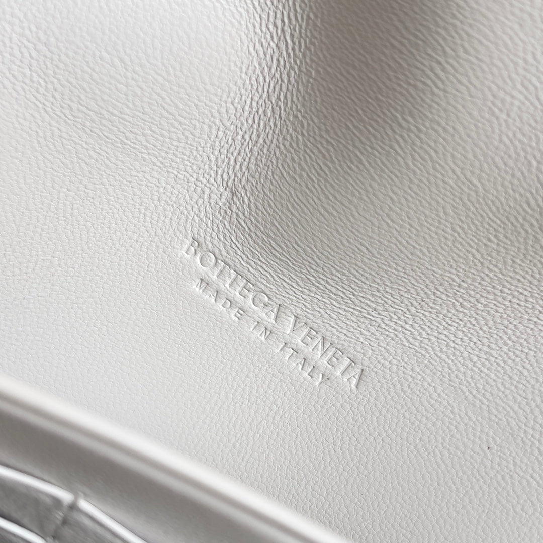 BOTTEGA VENETA ANDIAMO BAG 19 IN WHITE CALFSKIN