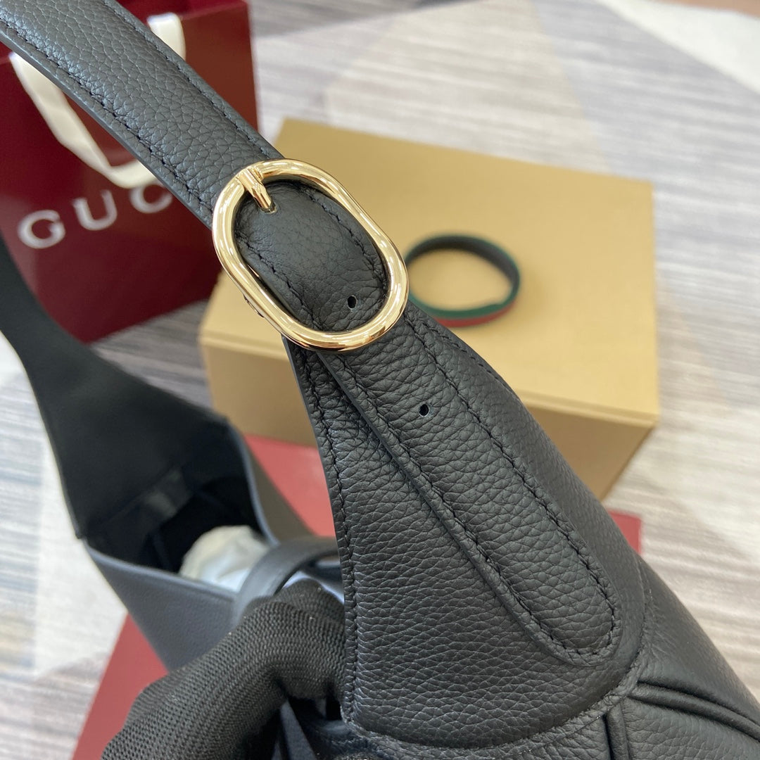GUCCI JACKIE LARGE SHOULDER BAG 40 IN BLACK CALFSKIN GOLD HARDWARE