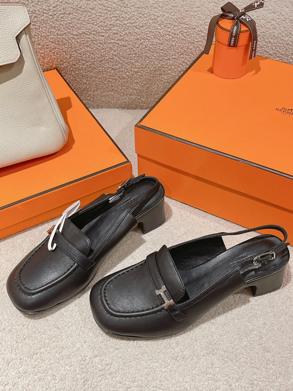 HERMES INFINIE 50 PUMP BLACK LAMBSKIN