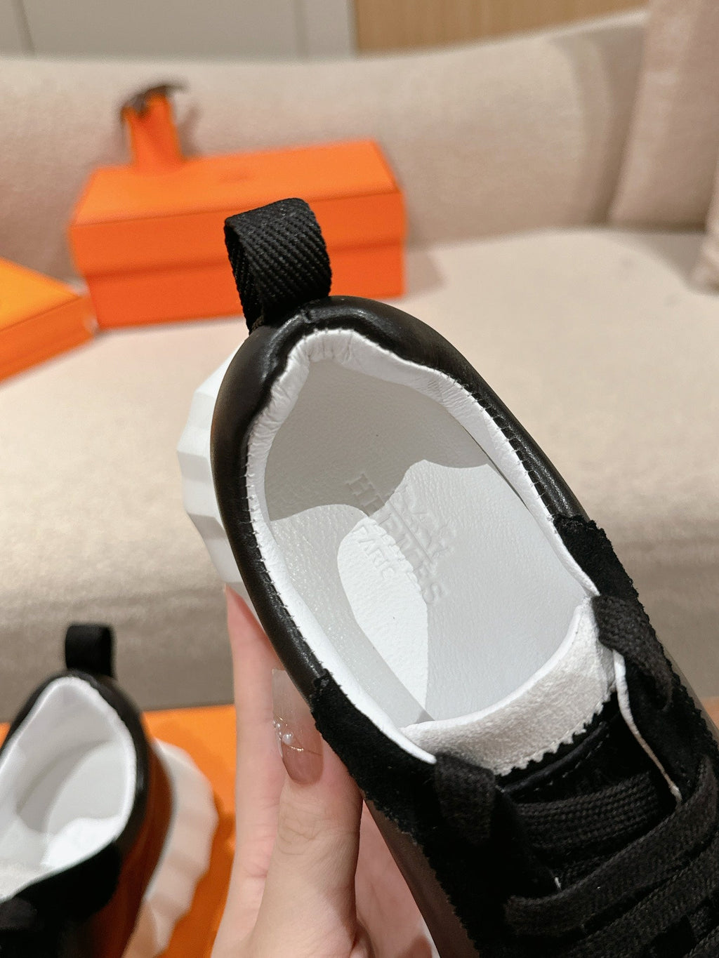 HERMES MAINLAND SNEAKER IN BLACK SUEDE AND CALFSKIN