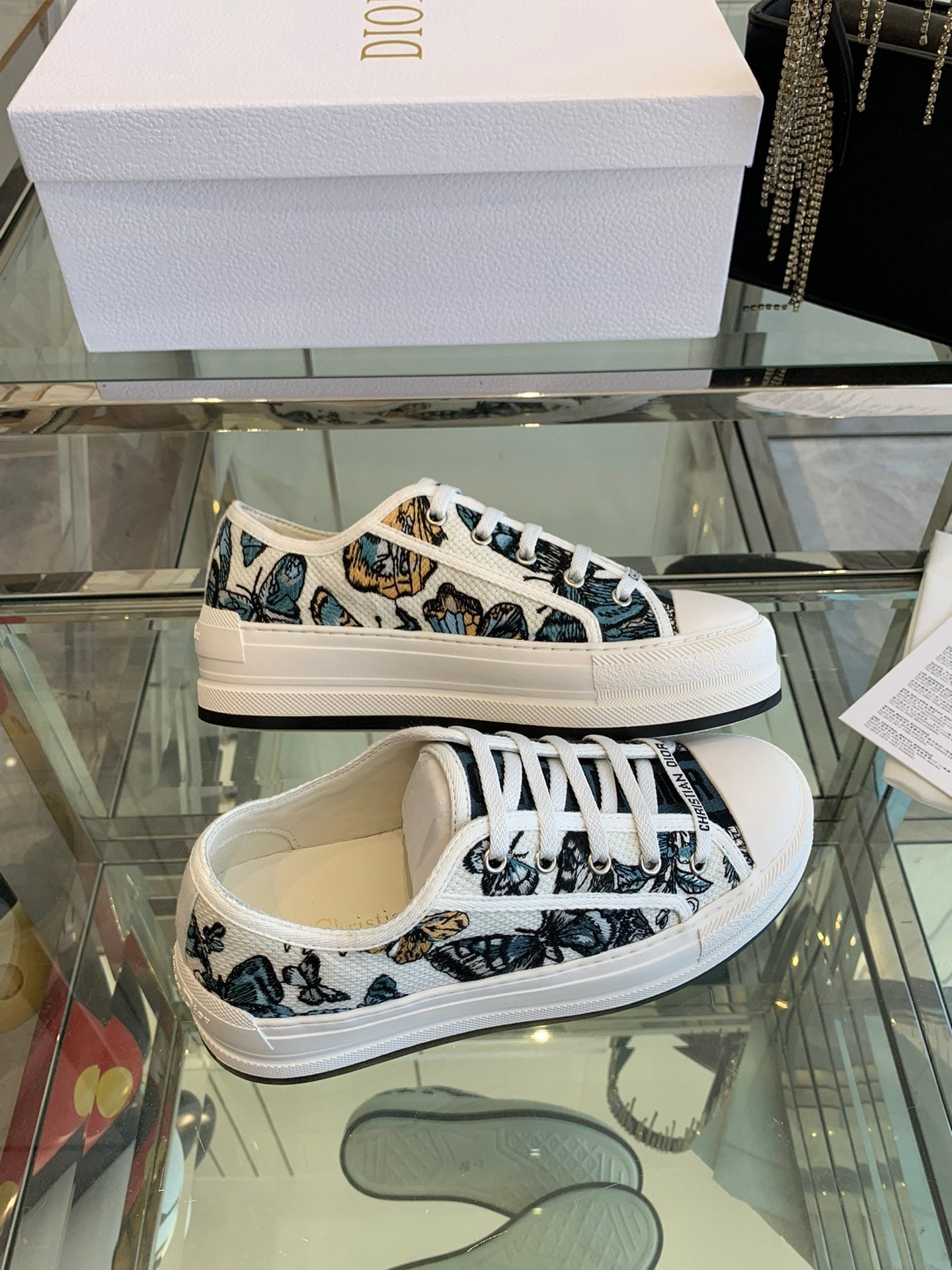DIOR WALK'N PLATFORM SNEAKER IN COLORFUL EMBROIDERED FABRIC