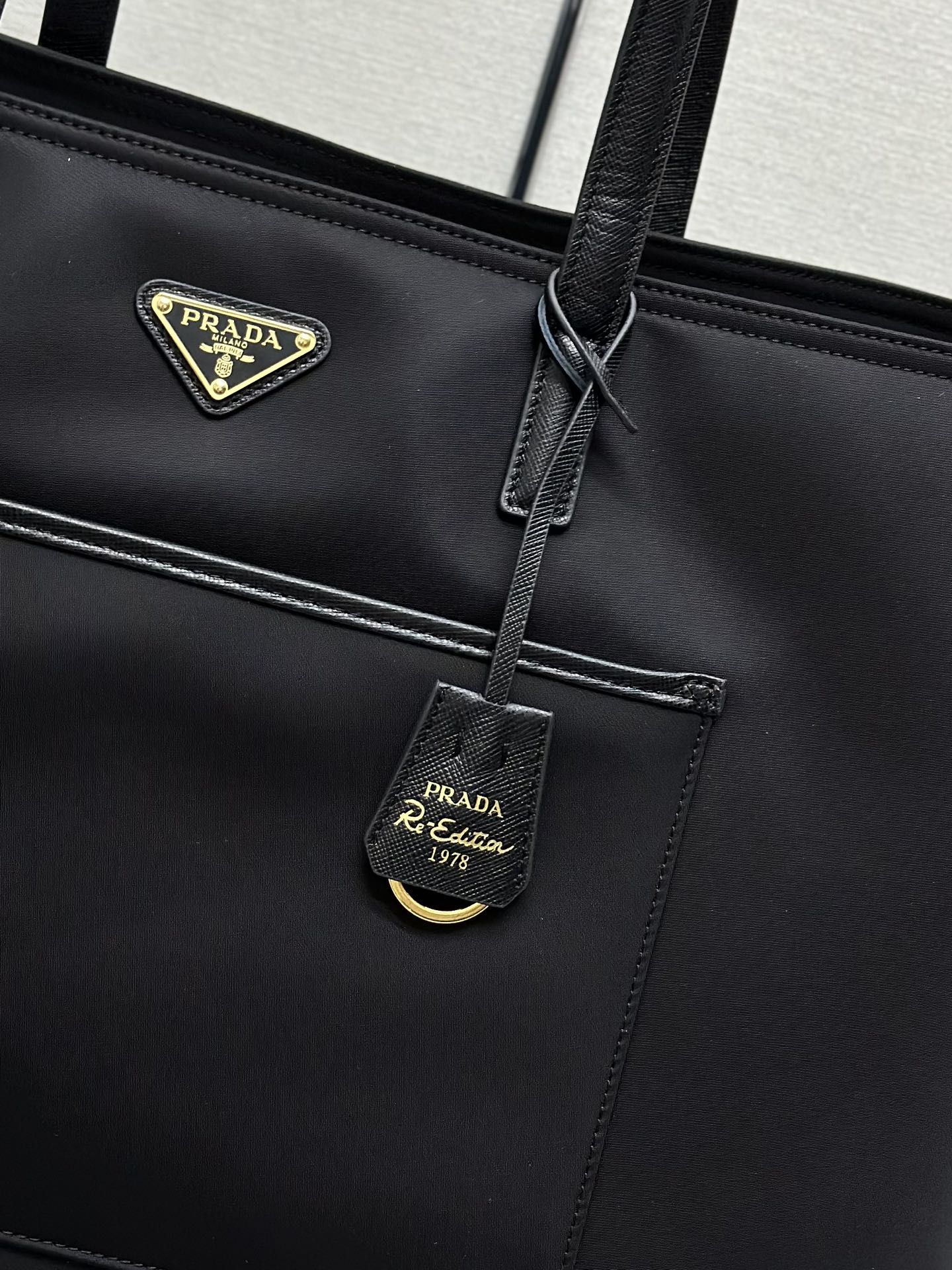 PRADA CLASSIC TOTE BAG 43 IN BLACK RE-NYLON FABRIC