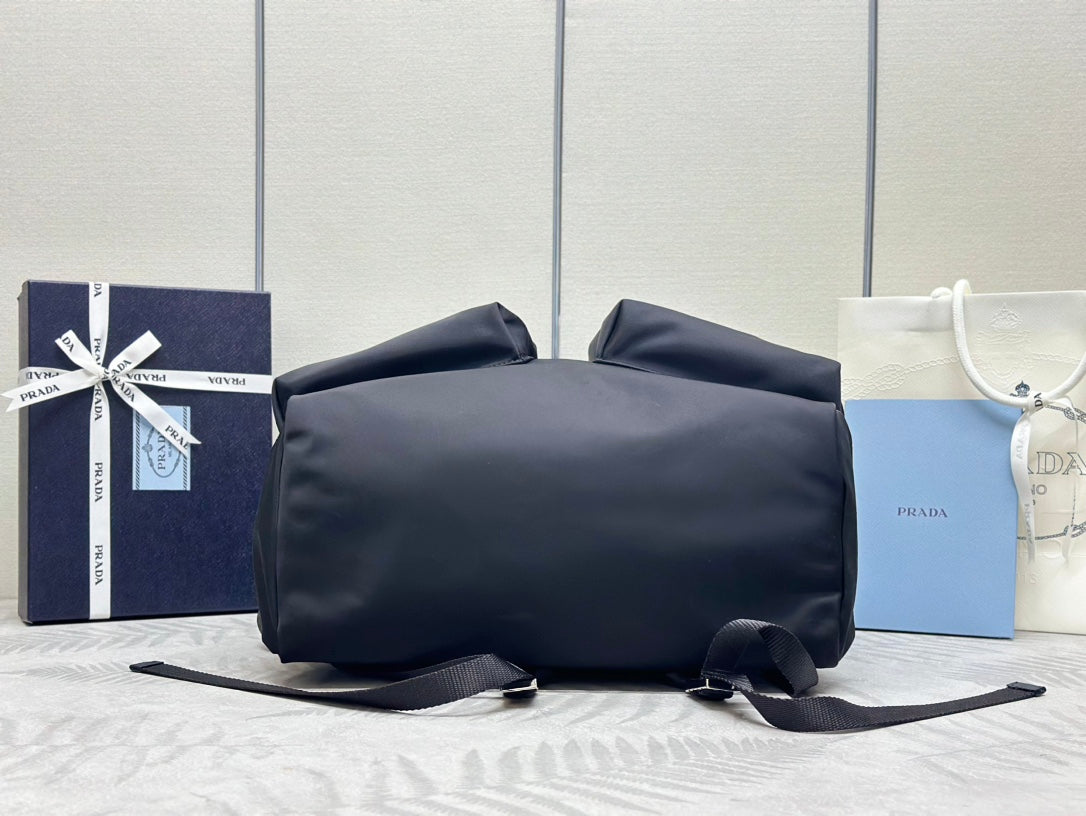 PRADA TRIANGLE LOGO BACKPACK 42 IN BLACK RE-NYLON