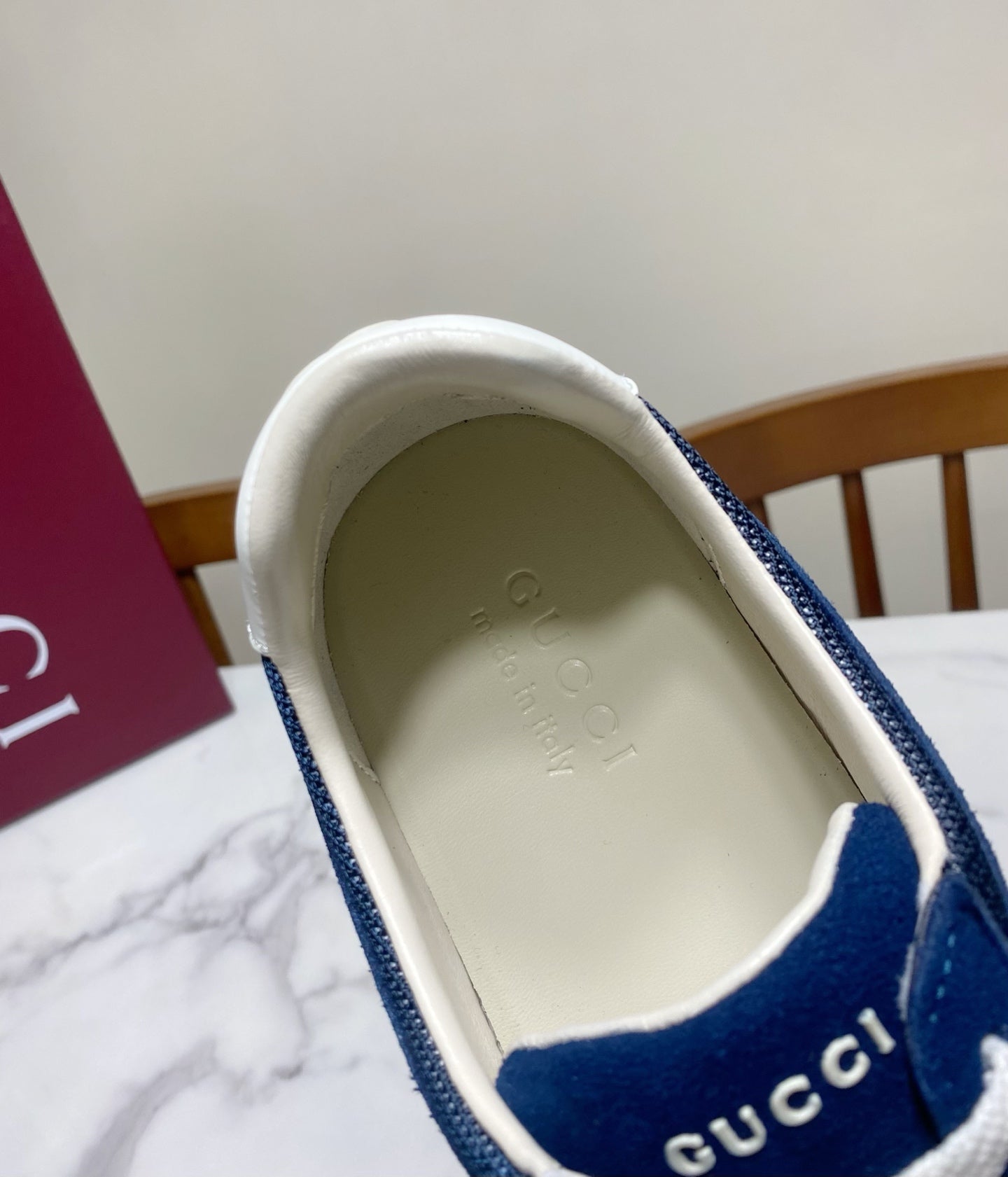 GUCCI 26S SNEAKER IN NAVY BLUE SUEDE AND FABRIC