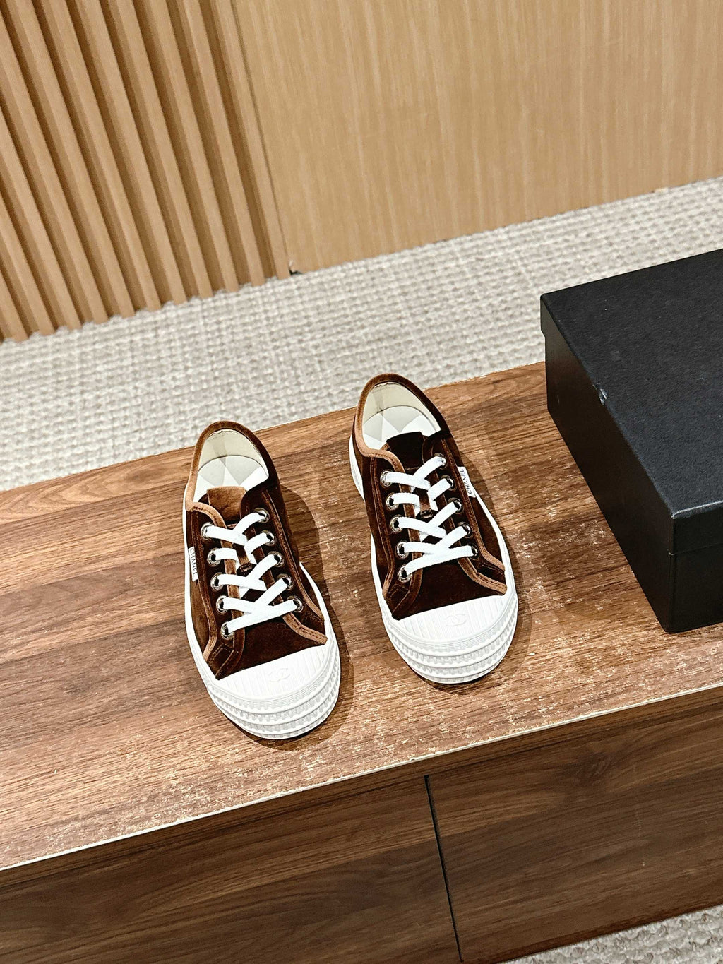 CHANEL CONVERSE SNEAKER IN PENNY BROWN VELVET