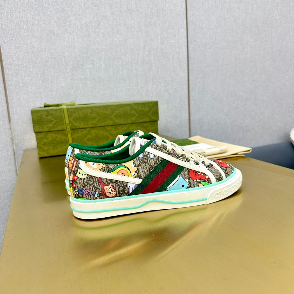 GUCCI TENNIS 1977 TRAINER CANVAS WITH ANIMALS MOTIF