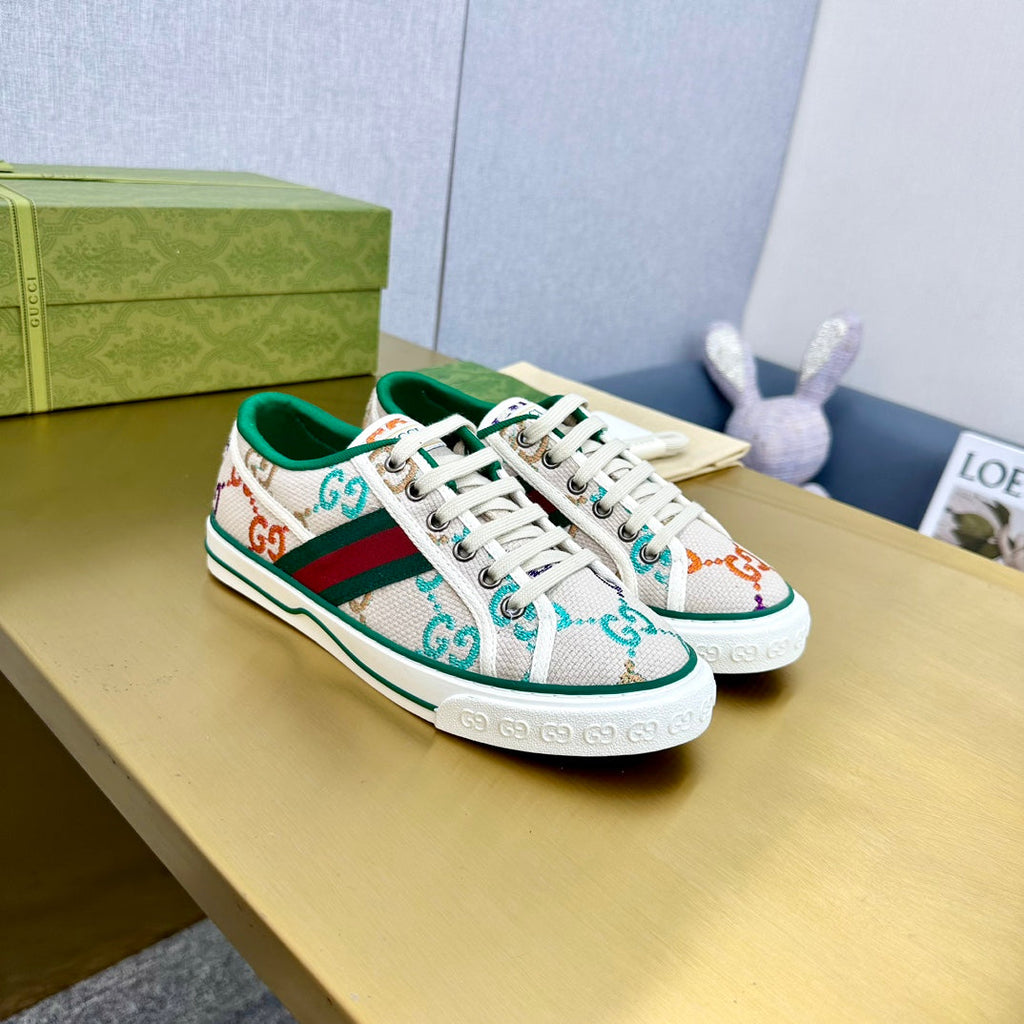 GUCCI TENNIS 1977 TRAINER LIGHT GRAY CANVAS