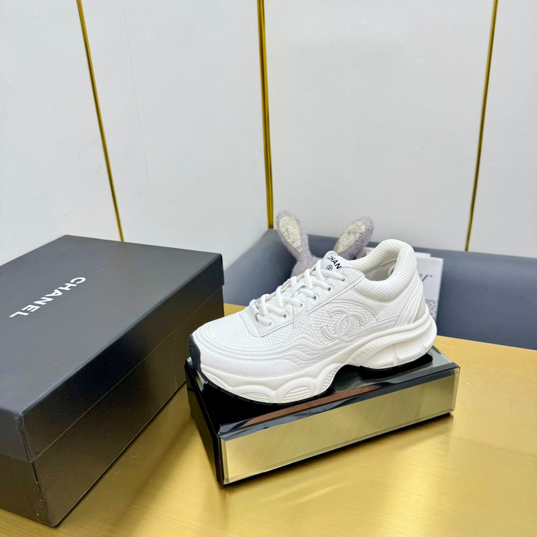 CHANEL DAD SNEAKER IN WHITE SUEDE AND BREATHABLE MESH
