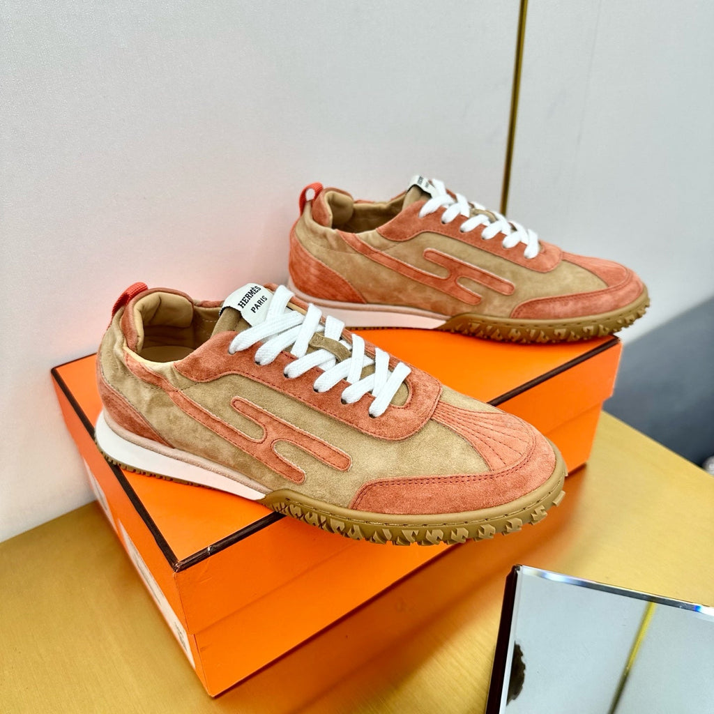 HERMES JET SNEAKER IN HONEY MIX TIGER ORANGE