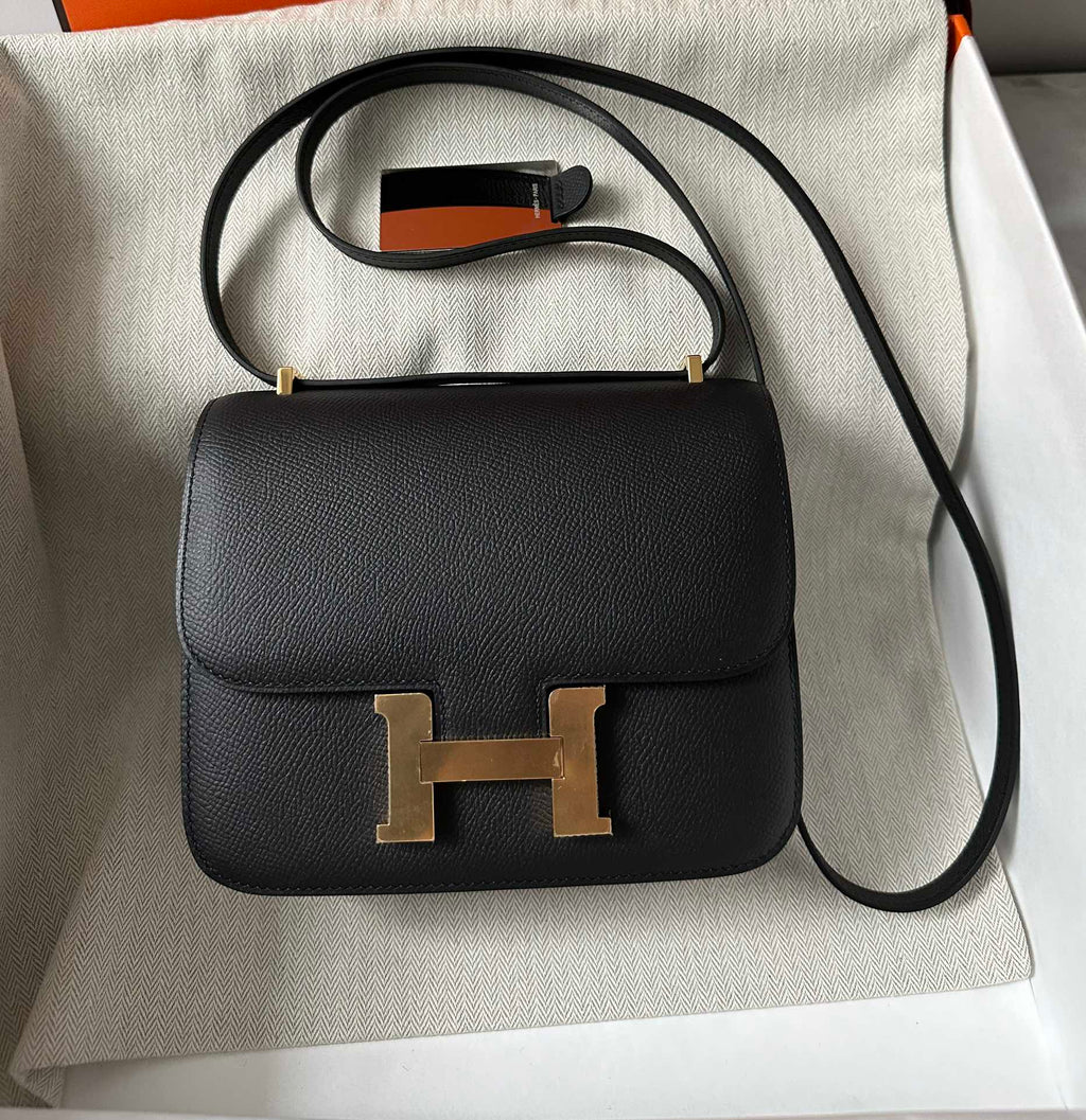 HERMES CONSTANCE 18 BLACK EPSOM GOLD HARDWARE WITH MIRROR