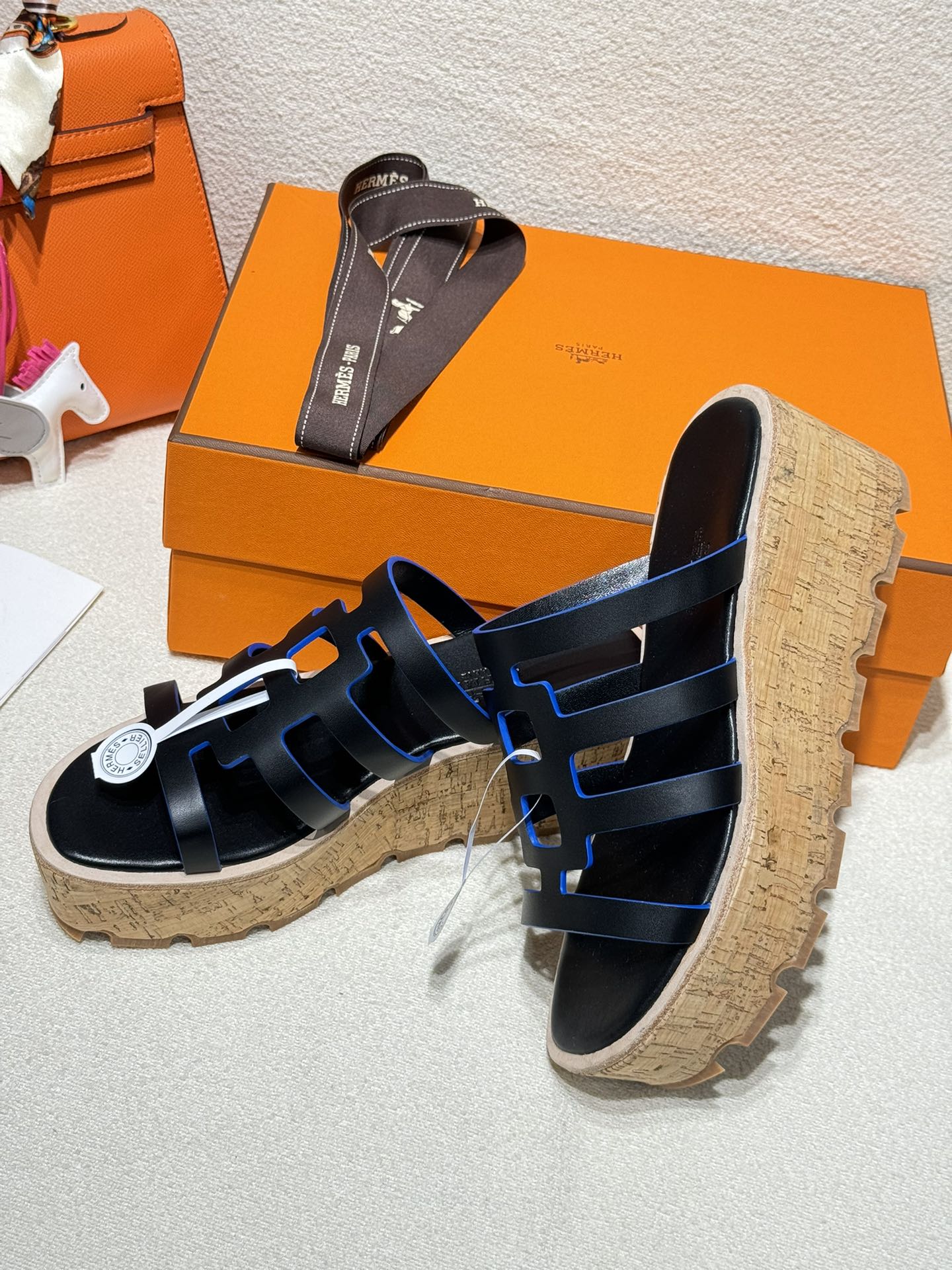 HERMES ISABELLA SANDAL BLACK CALFSKIN