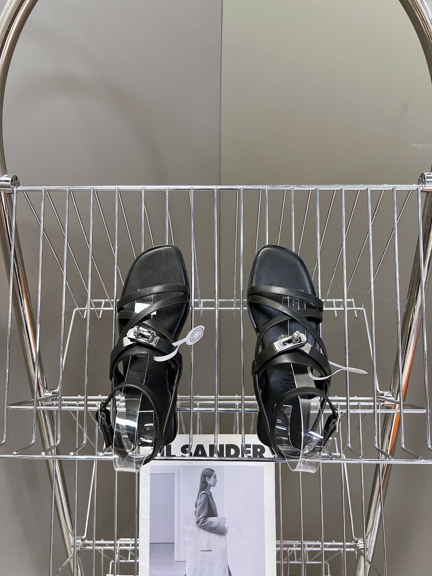 HERMES JUNE SANDAL BLACK CALFSKIN