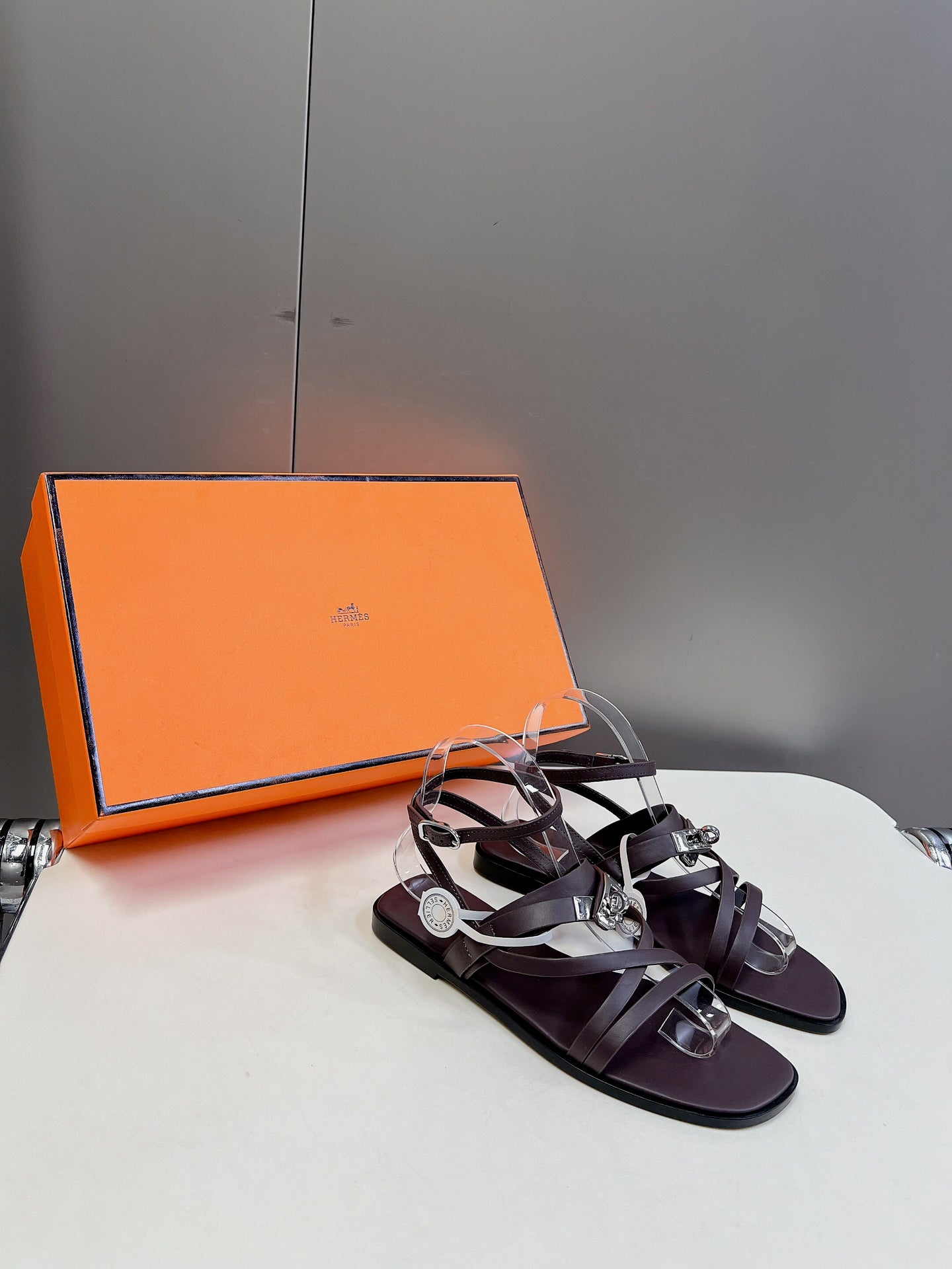 HERMES JUNE SANDAL CHOCOLATE CALFSKIN