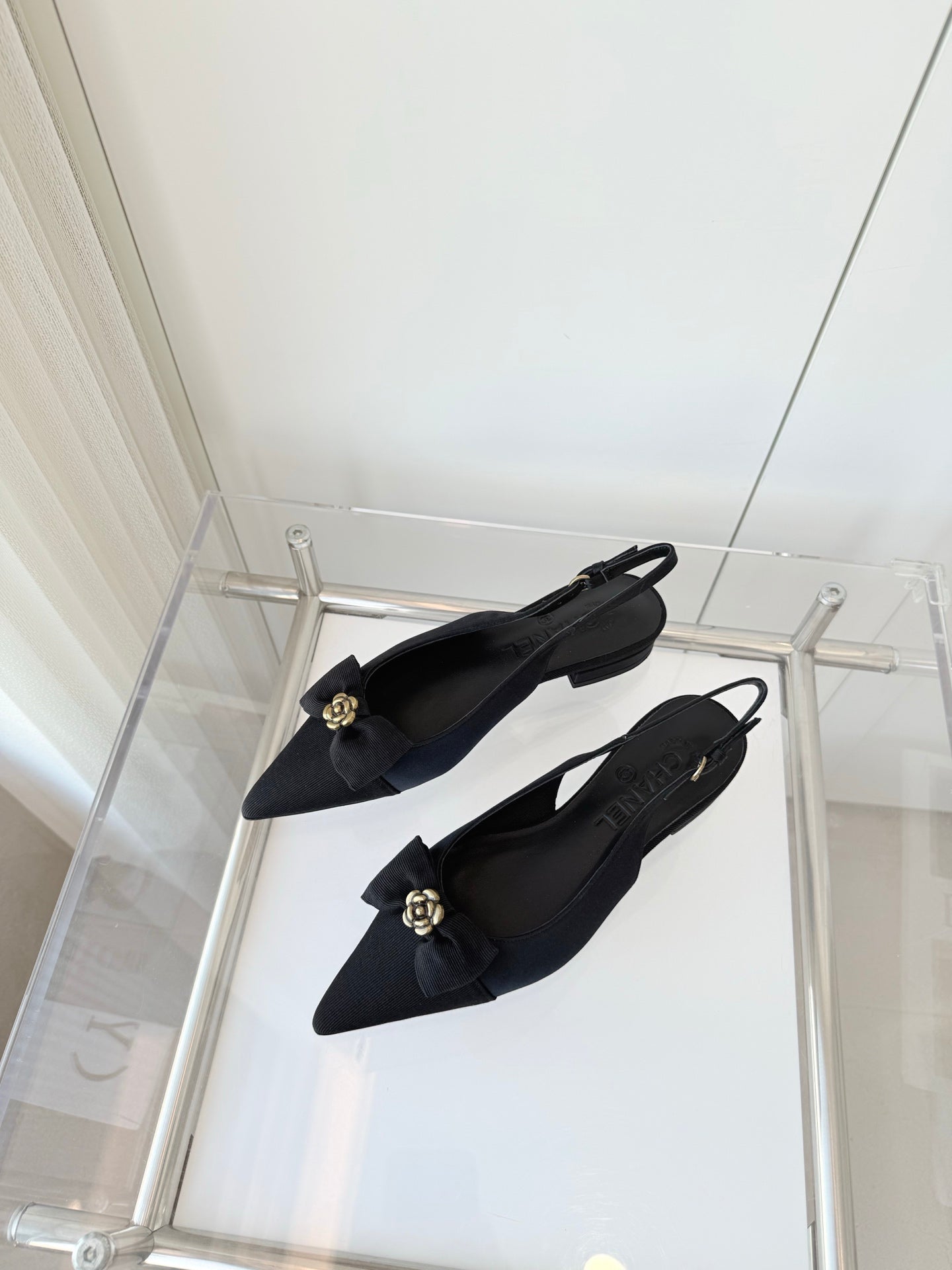 CHANEL SLINGBACKS 18 MM IN BLACK CALFSKIN MIX CANVAS