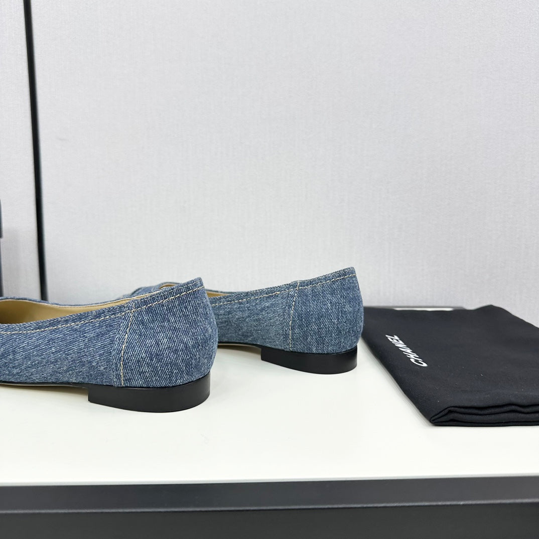 CHANEL ballet flat blue denim 166815