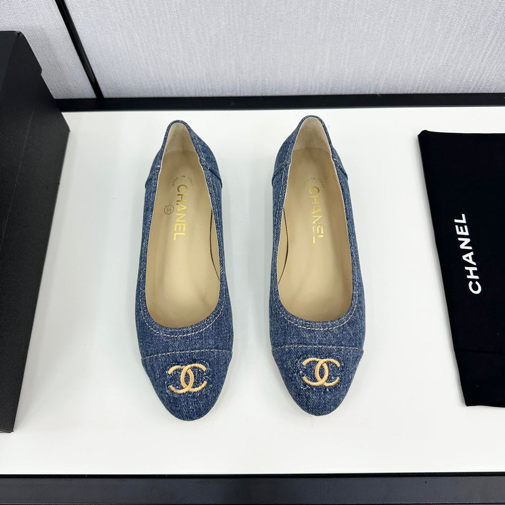 CHANEL ballet flat blue denim 166815
