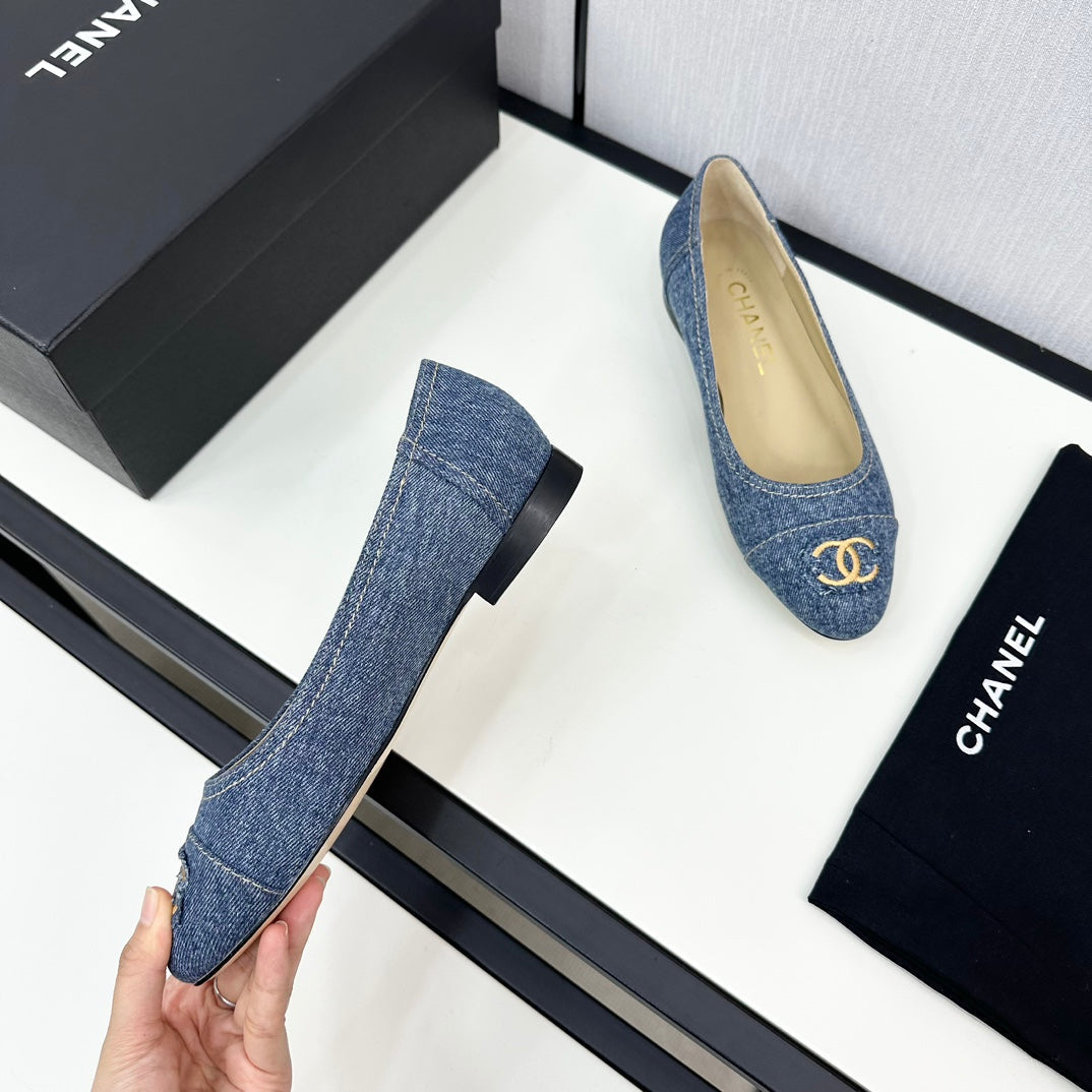 CHANEL ballet flat blue denim 166815