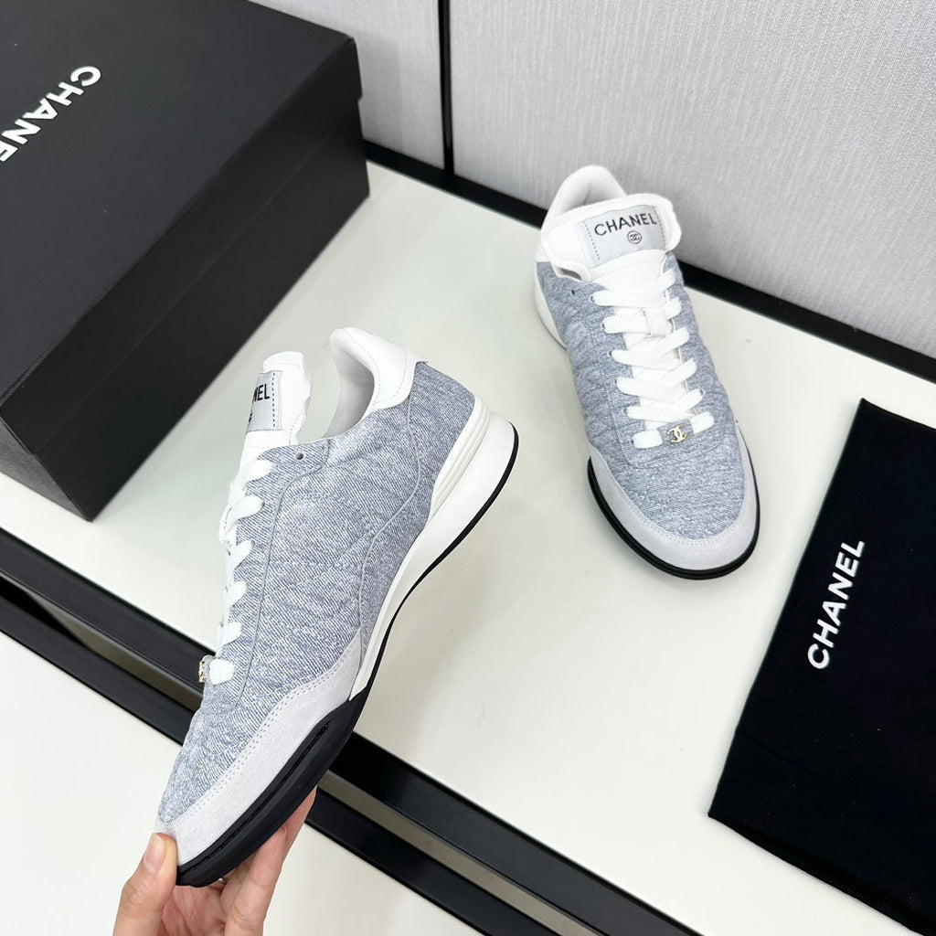 CHANEL SPORTS SHOES IN GREY FABRIC
