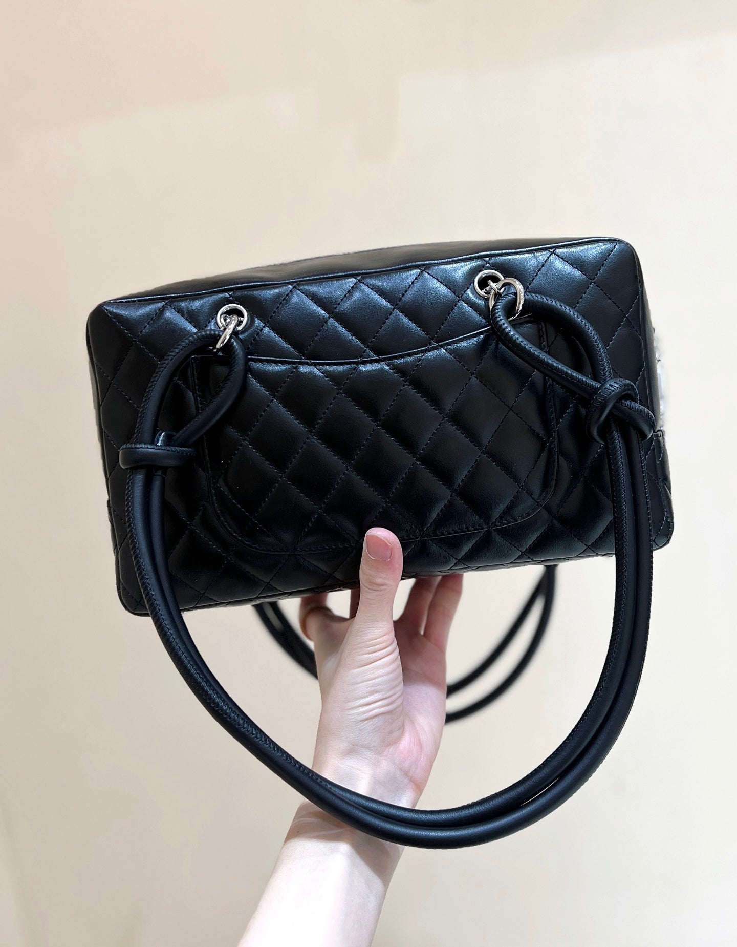 CHANEL 25S  CAMBON BOSTON BAG 27 IN FULL BLACK CALFSKIN