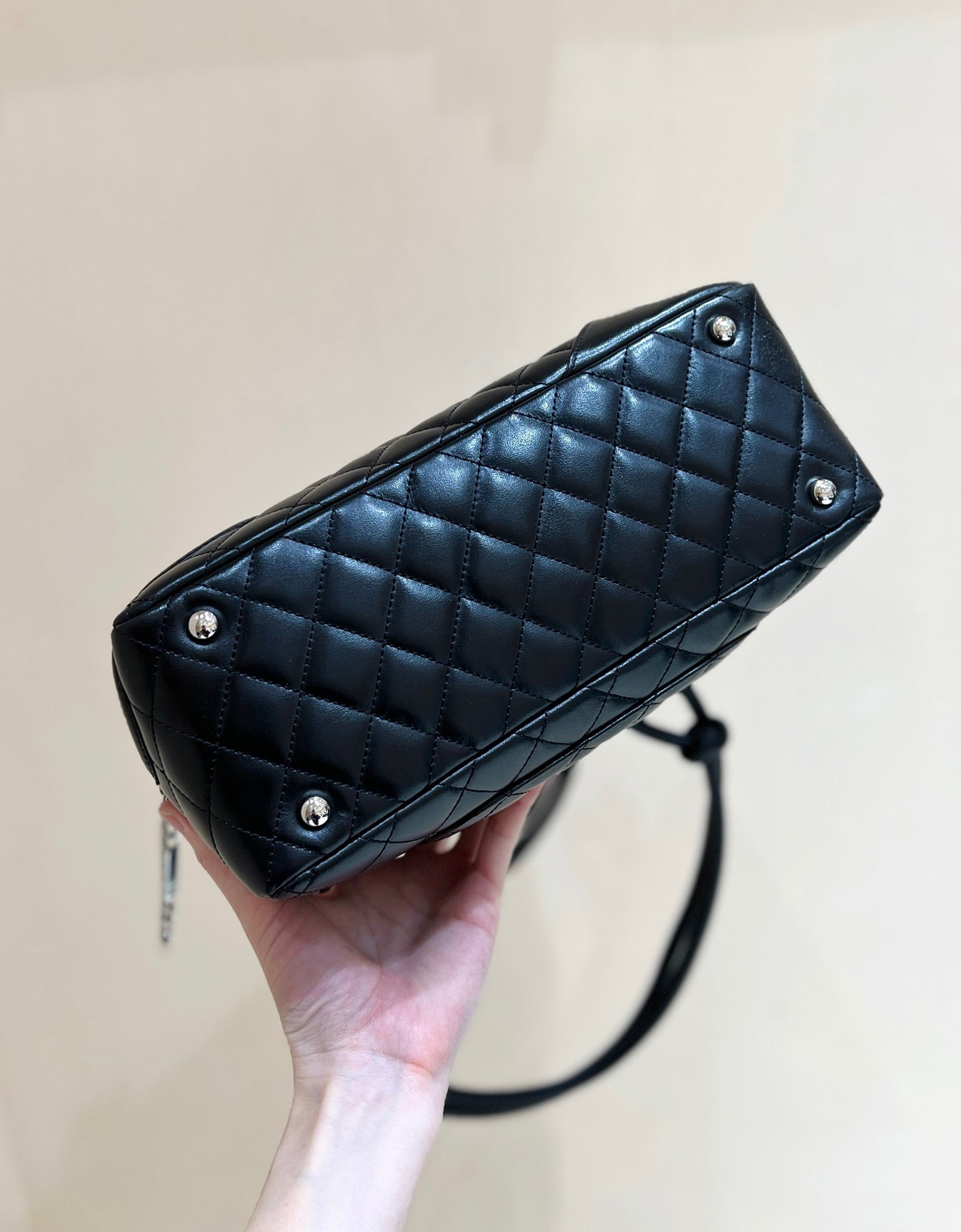 CHANEL 25S  CAMBON BOSTON BAG 27 IN FULL BLACK CALFSKIN