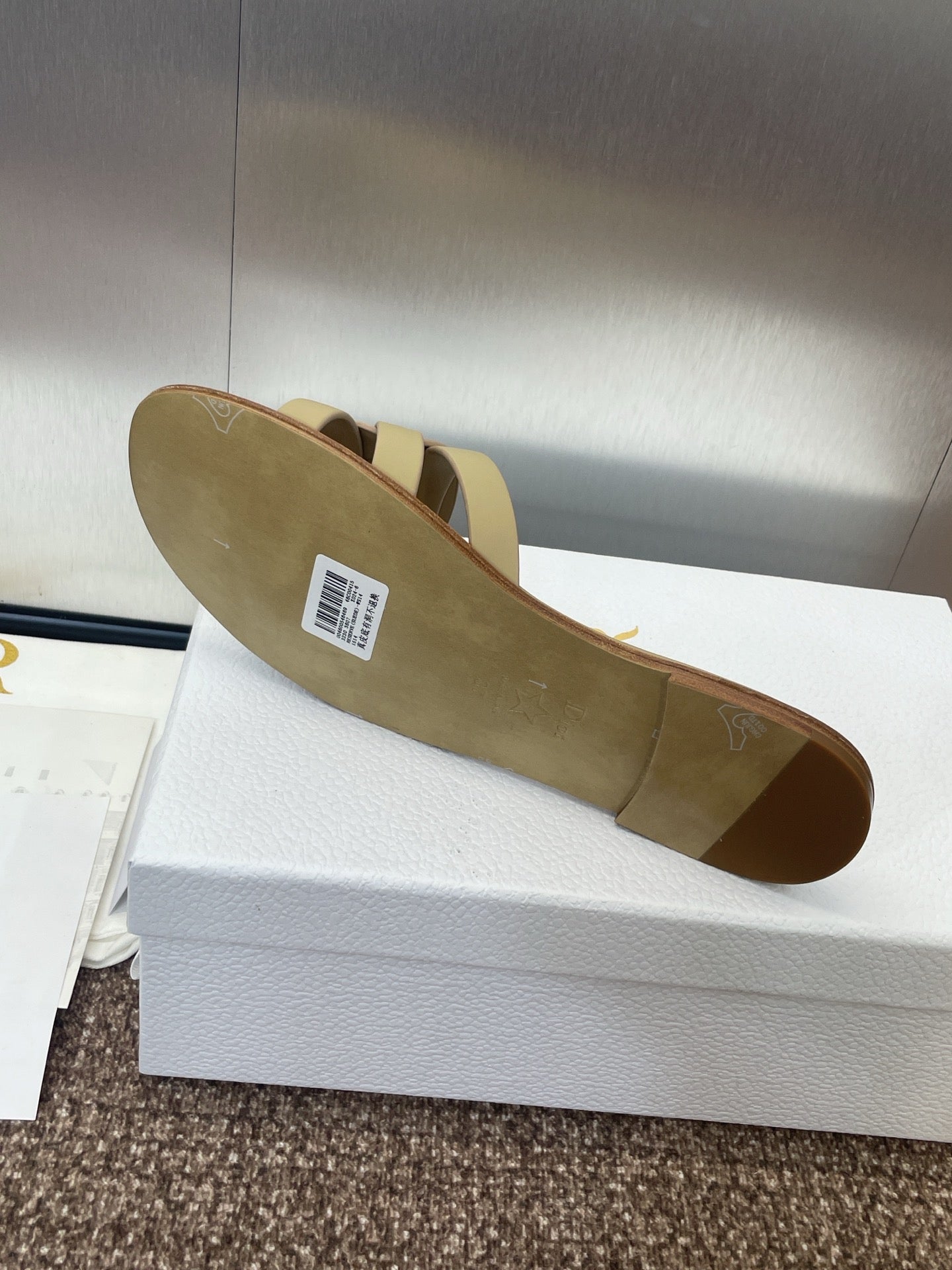 DIOR D-CLUB SLIDE SANDAL 25S IN GOLDEN BEIGE CALFSKIN