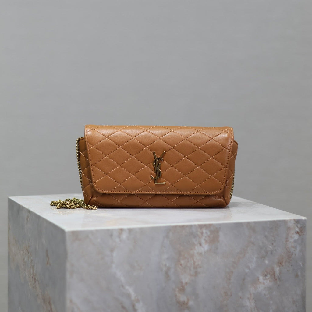 YSL 25S SAINT LAURENT GABY 19 IN FOX QUILTED CALFSKIN GOLD HARDWARE