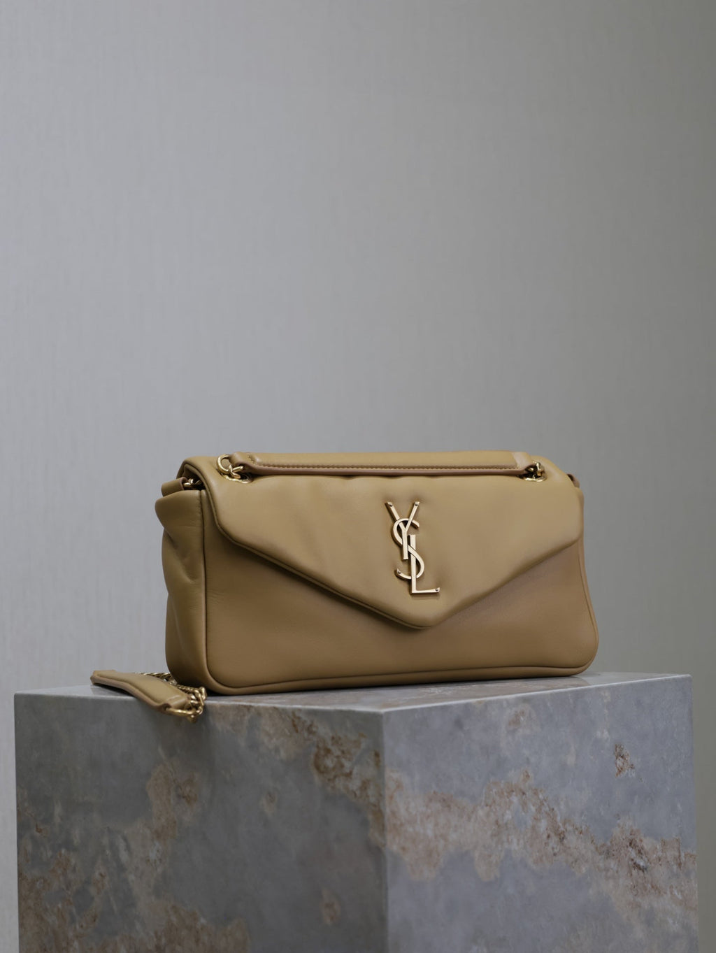YSL 25S CALYPSO HANDBAG 26 IN LIGHT BROWN LAMBSKIN GOLD HARDWARE