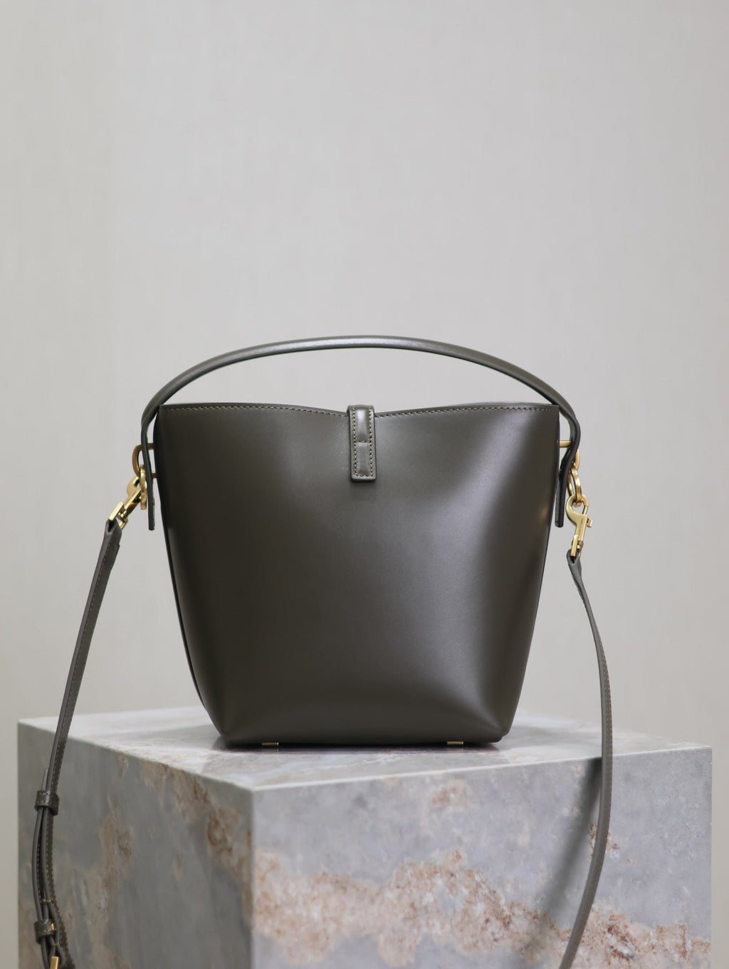 YSL 25S LE 37 MINI 20 IN DARK OLIVE CALFSKIN GOLD HARDWARE