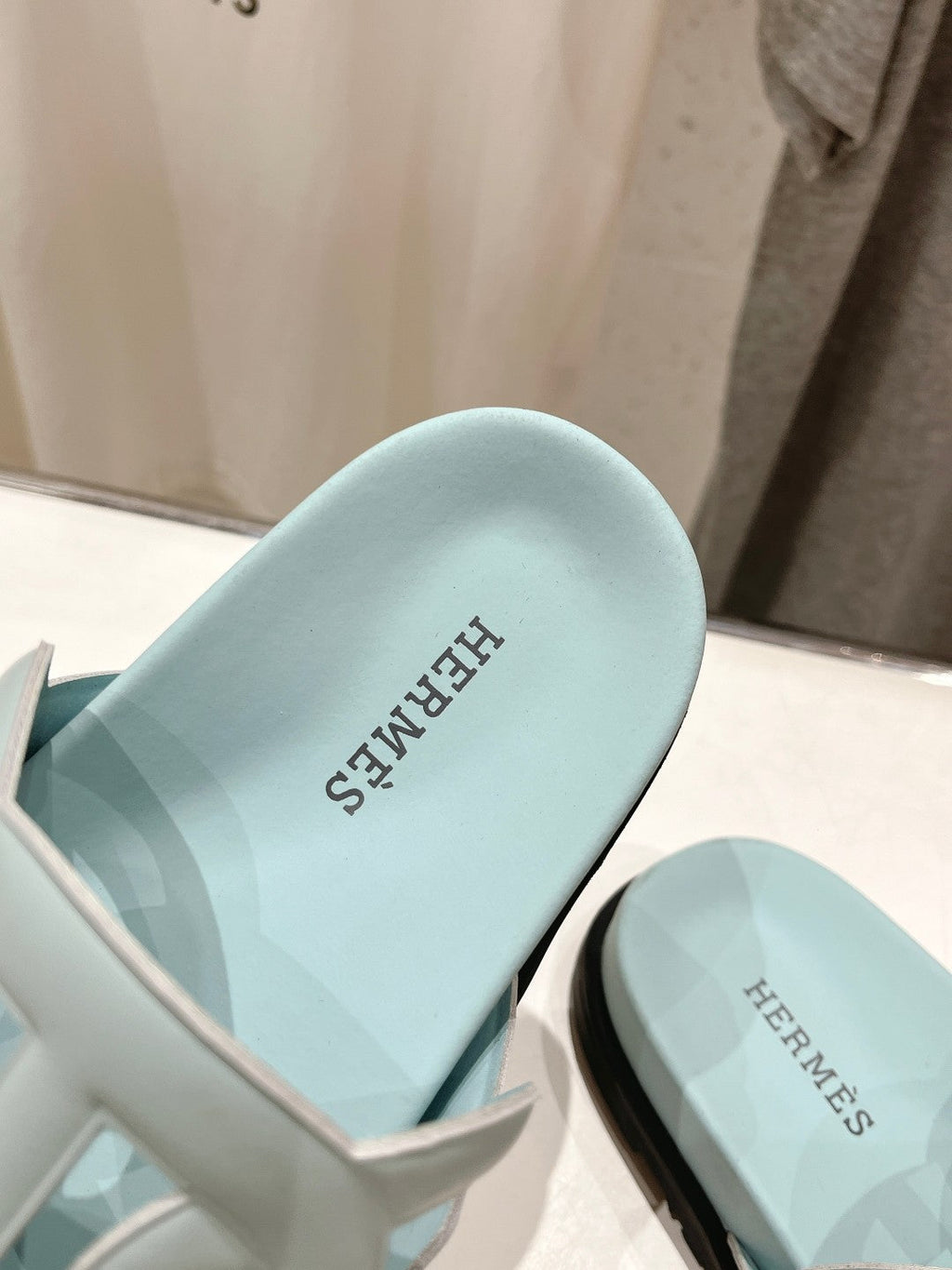 HERMES EXTRA SANDAL PASTEL PASTEL BLUE CALFSKIN