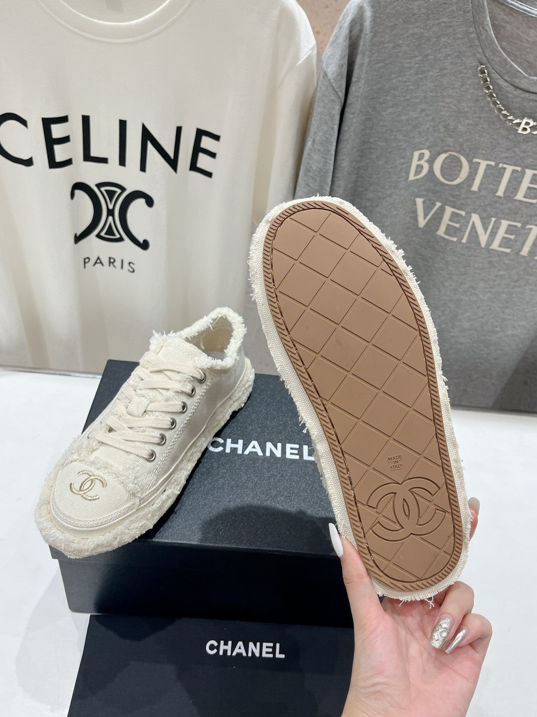 CHANEL SNEAKER WHITE DENIM FABRIC