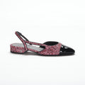 CHANEL TWEED SLINGBACKS PINK WHITE SILVER BLACK