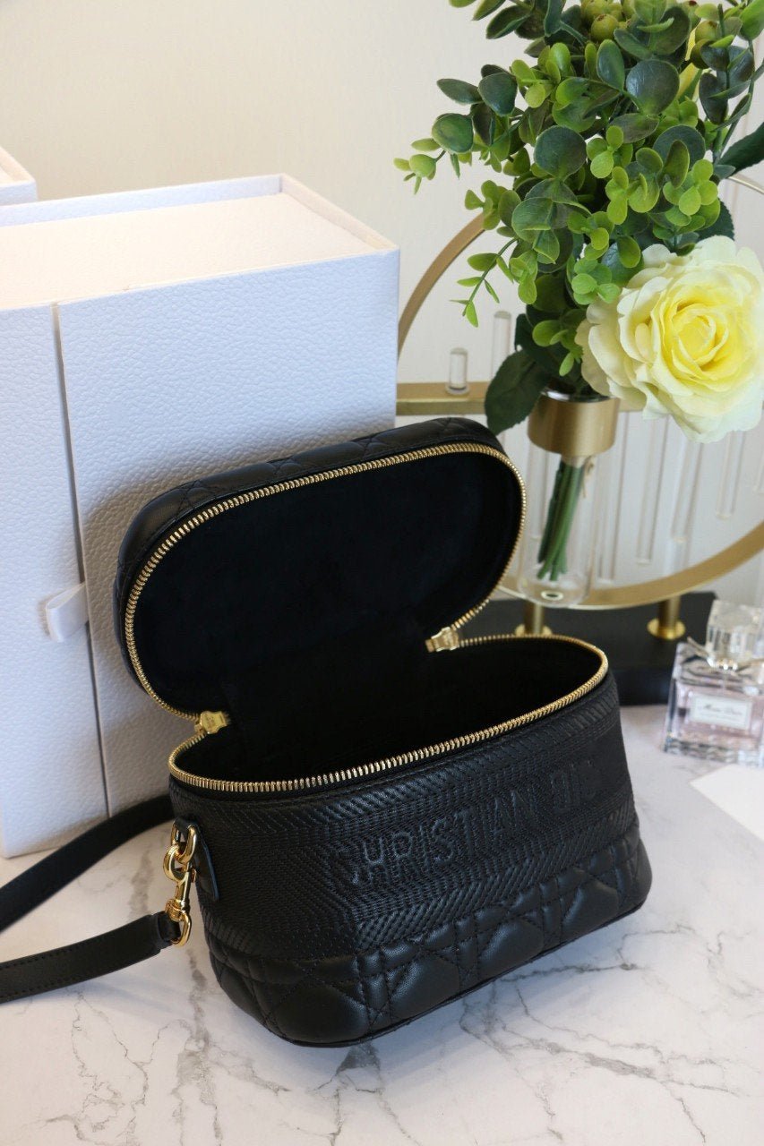 DIOR SMALL TRAVEL VANITY CASE BLACK LAMBSKIN